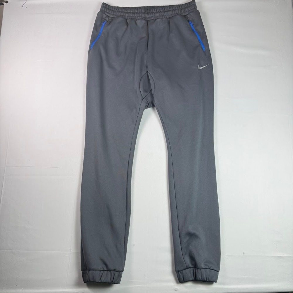Nike Jogger Pants Mens XL Gray Blue Tag Zip Pockets Athletic Training Swoosh